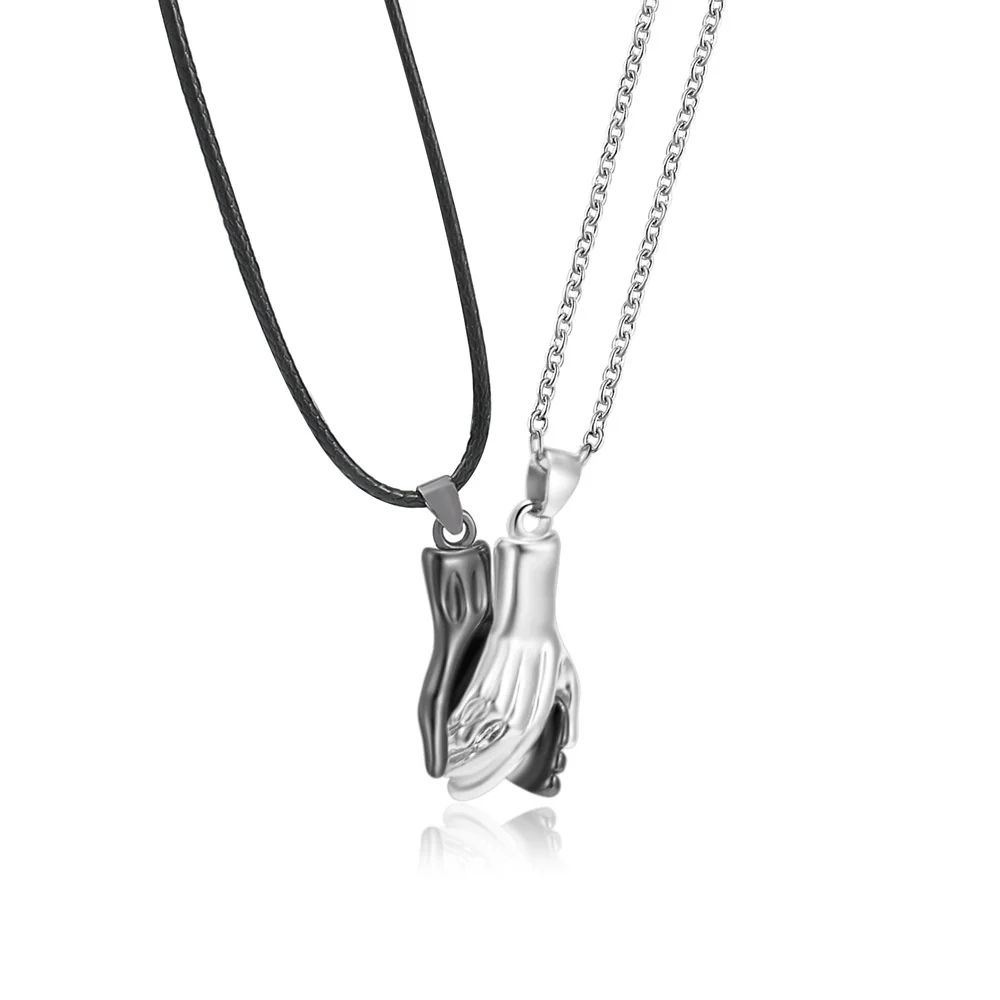 Holding Hands Magnetic Couple Necklace Set for Lovers & Best Friends Set of 2