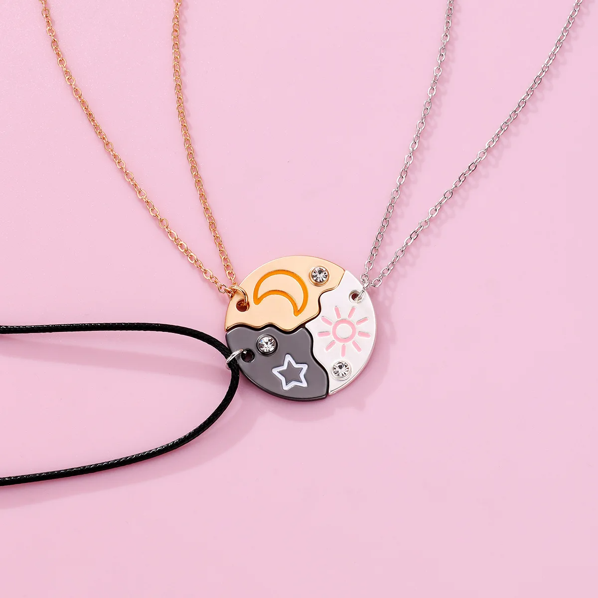 Sun, Moon & Star BFF Necklace Set – 3-Piece Matching Pendant Gift for Girls & Best Friends