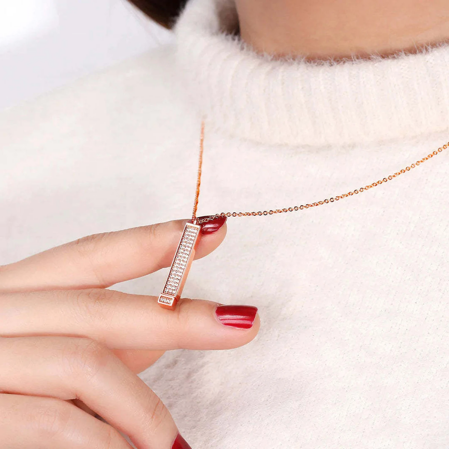 I Love You Hidden Message Necklace – Secret Slider Pendant | Romantic Gift for Her, Adjustable Rose Gold Chain