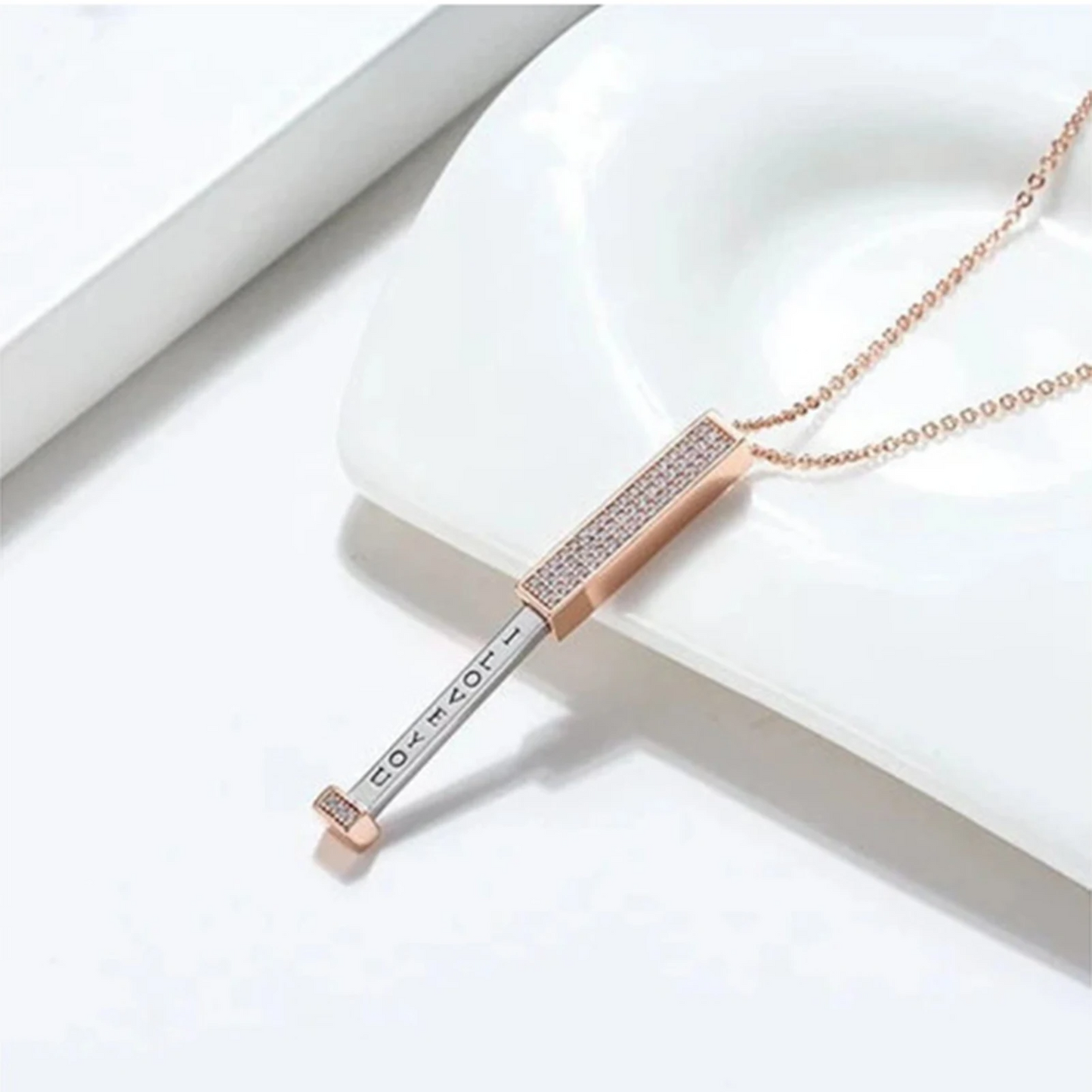 I Love You Hidden Message Necklace – Secret Slider Pendant | Romantic Gift for Her, Adjustable Rose Gold Chain