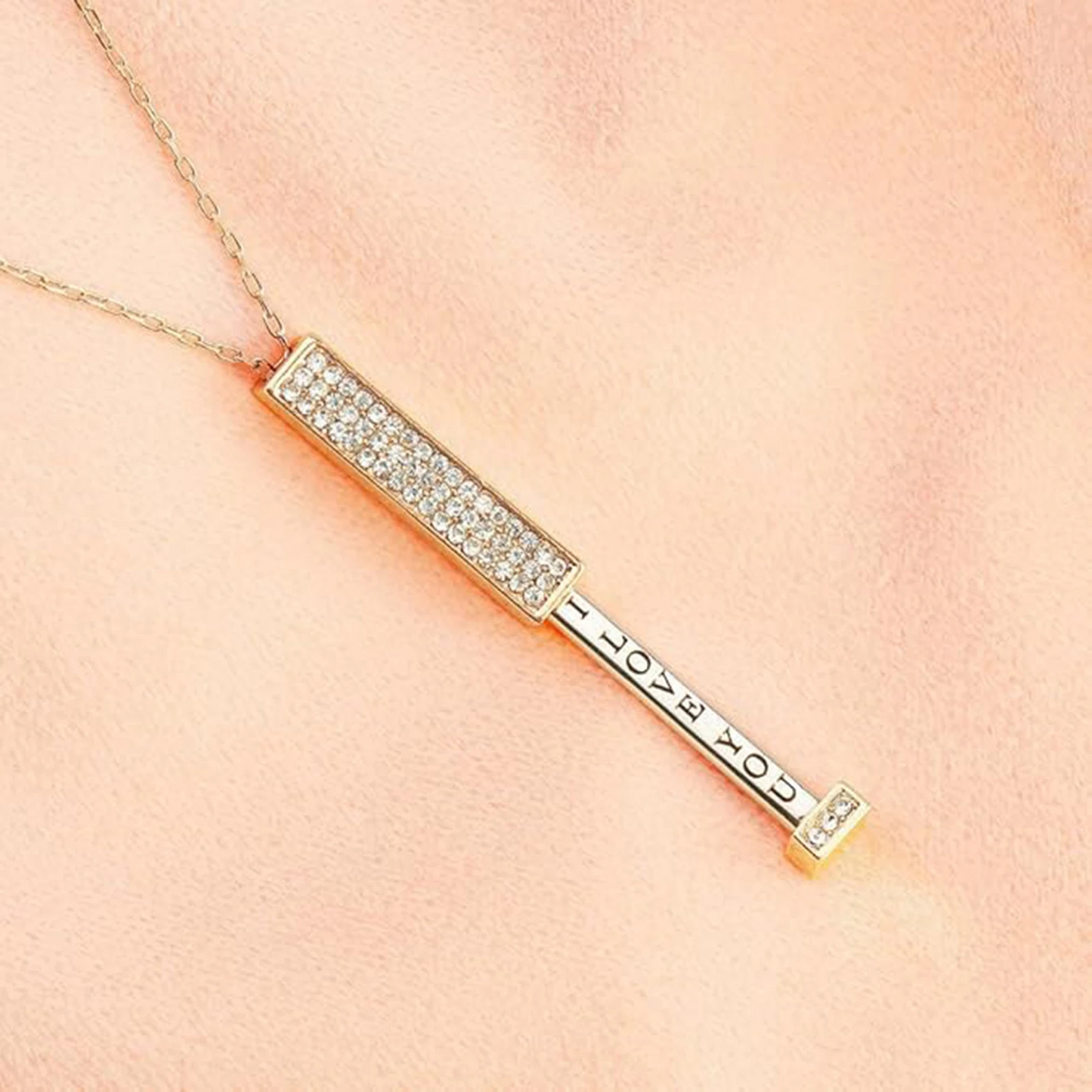 I Love You Hidden Message Necklace – Secret Slider Pendant | Romantic Gift for Her, Adjustable Rose Gold Chain
