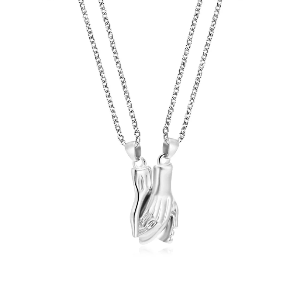 Holding Hands Magnetic Couple Necklace Set for Lovers & Best Friends Set of 2