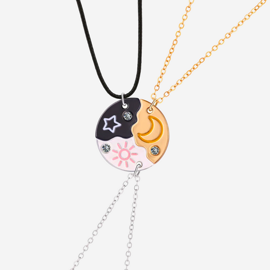 Sun, Moon & Star BFF Necklace Set – 3-Piece Matching Pendant Gift for Girls & Best Friends