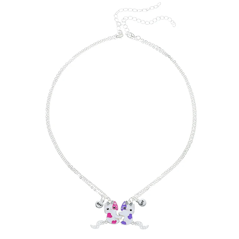 Cute Cat Couple BFF Necklaces – Black & White Kawaii Animal Pendant for Best Friends & Lovers