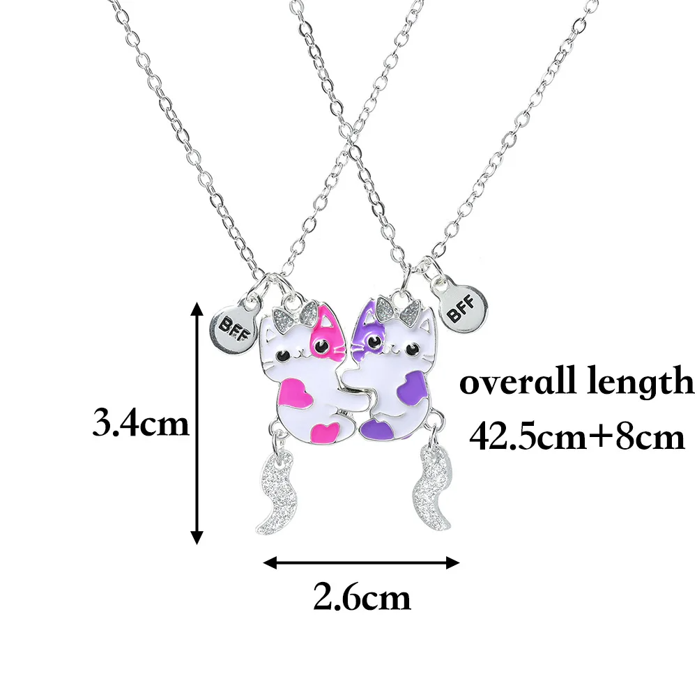 Cute Cat Couple BFF Necklaces – Black & White Kawaii Animal Pendant for Best Friends & Lovers
