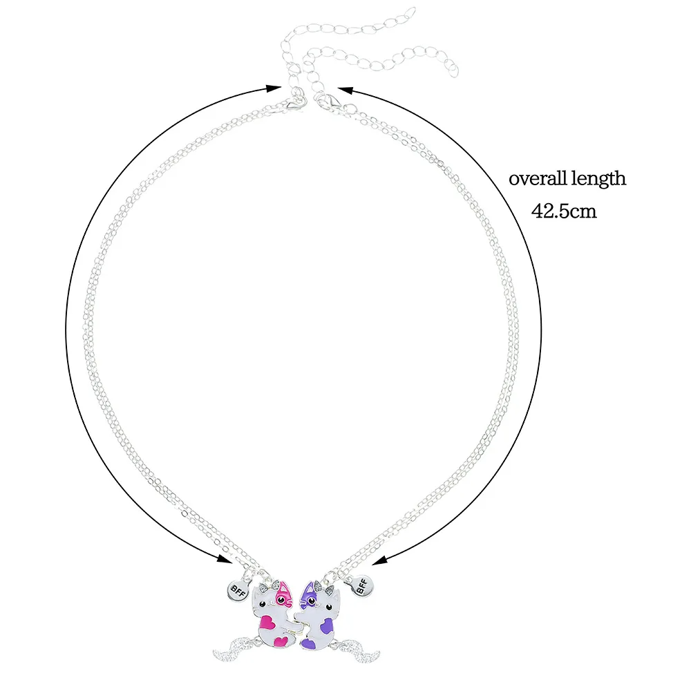 Cute Cat Couple BFF Necklaces – Black & White Kawaii Animal Pendant for Best Friends & Lovers