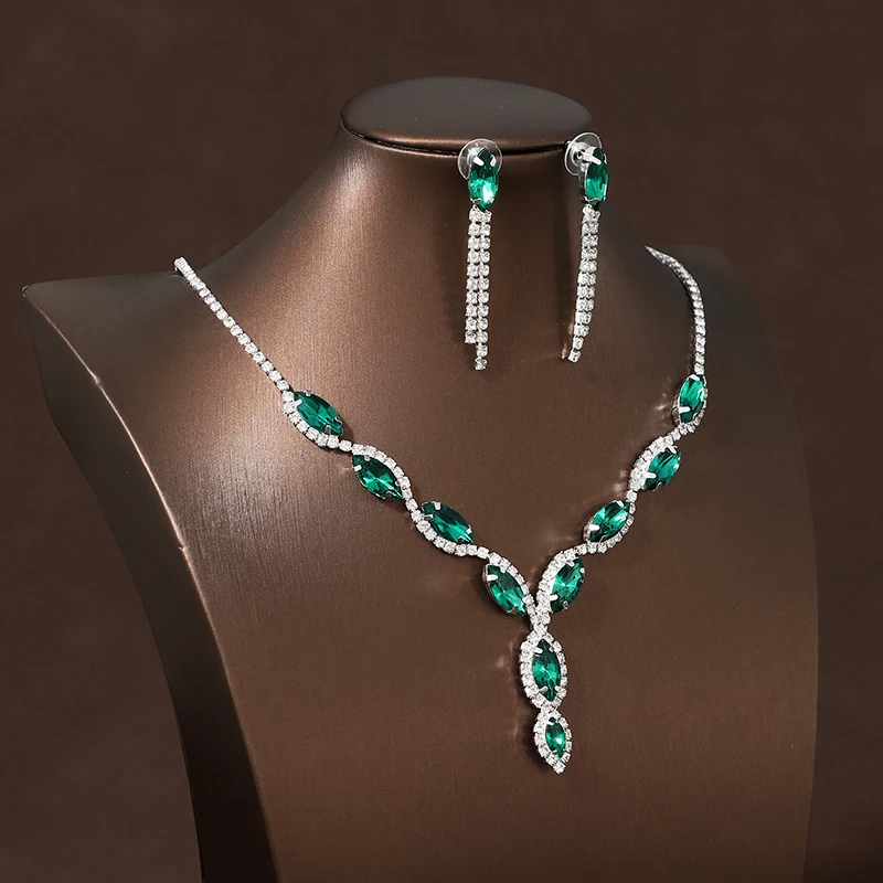 Crystal Wedding Jewelry Set | Bridal Necklace & Earrings