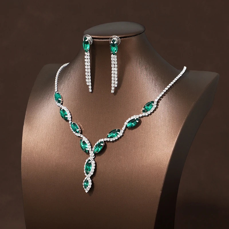 Crystal Wedding Jewelry Set | Bridal Necklace & Earrings