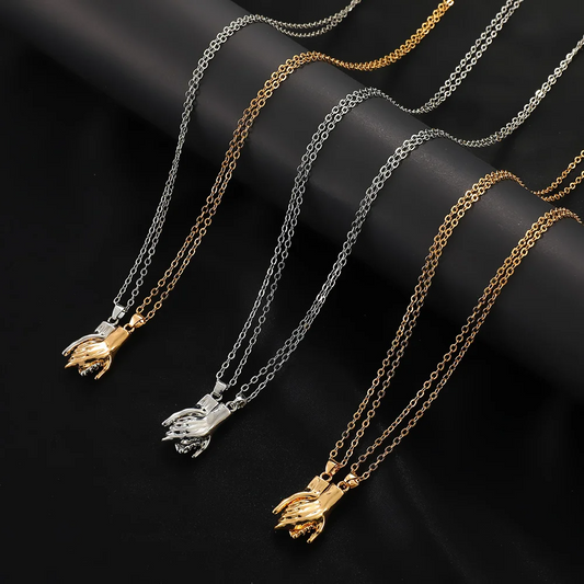 Holding Hands Magnetic Couple Necklace Set for Lovers & Best Friends Set of 2